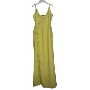 Beginning Boutique Yellow Bias Cut Ruffle Maxi Dress 6 Bridesmaid Prom